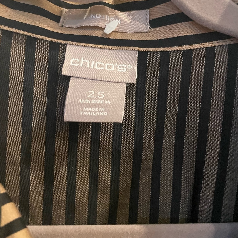 Chicos Women’s Striped Button-Up Shirt 2.5 US 14 XL classy preppy workwear - Picture 2 of 7